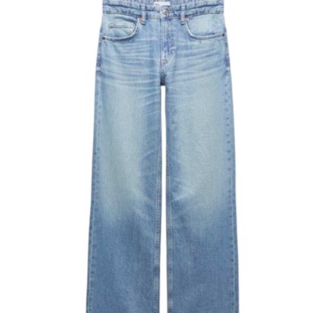ZARA FULL LENGTH TRF MID-RISE WIDE LEG JEANS size 12